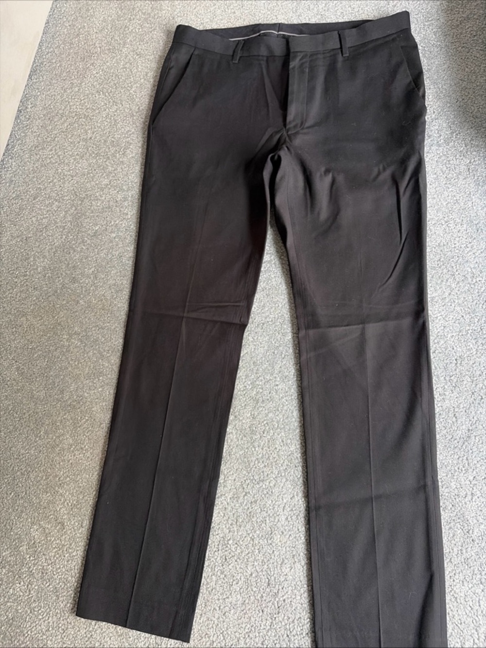 Topman Men's Black Straight Fit Flat Dress Pants Tab Zip Fly 34”x31” Excellent